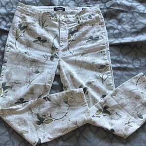 Buffalo David Bitton Leaf Print Pants - White and Green